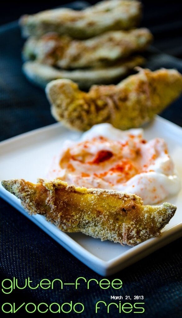 Gluten-free Avocado Fries | giverecipe.com | #avocado #snack #glutenfree #cornmeal