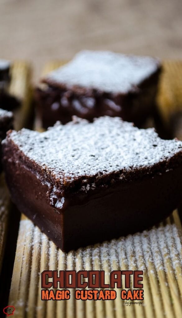 Chocolate Magic Custard Cake | giverecipe.com | #cake #chocolate #custard #dessert