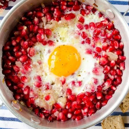 Pomegranate with Eggs | giverecipe.com | #pomegranates #eggs