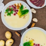 This easy Cream of Potato Soup warms your heart perfectly on chilly days. Simple yet flavourful and comforting. Super creamy without cream, so it’s lighter and healthier.