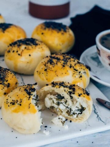 Turkish breakfast rolls pogaca recipe with cheese filling