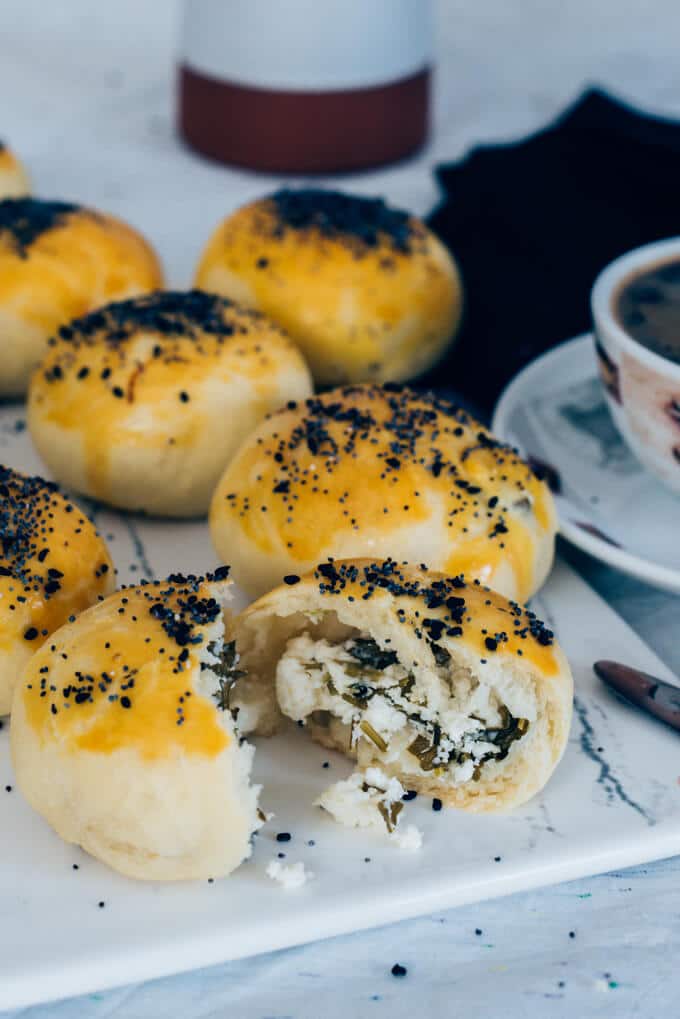 Turkish breakfast rolls pogaca recipe with cheese filling