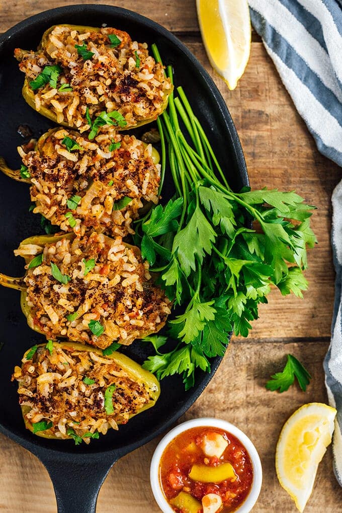Making Turkish Stuffed Pepper Recipe on the stove