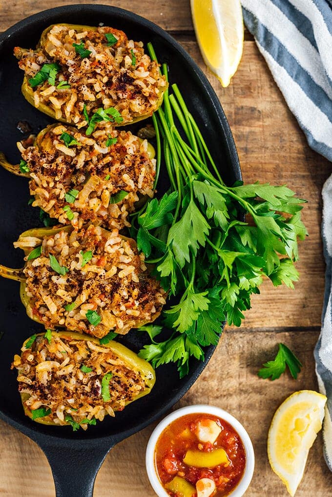 Making Turkish Stuffed Pepper Recipe on the stove