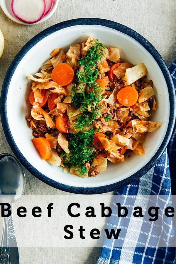 This Beef Cabbage Stew is hearty, comforting and makes a perfect meal with crusty bread. It is packed with lots of flavors to warm you up! Quite versatile too. Add in whatever vegetable you forget in the fridge.
