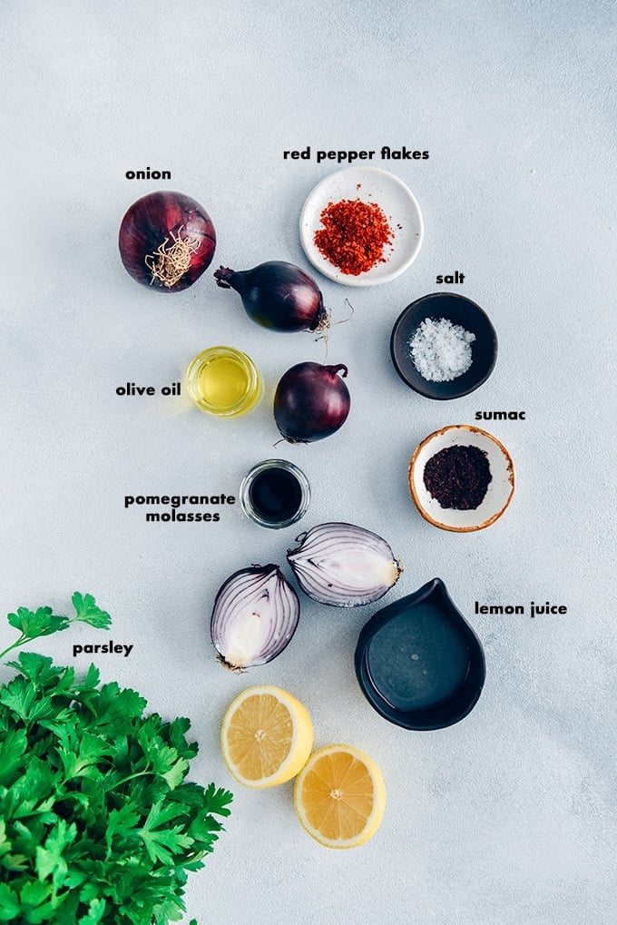 Would you like to take your picnic food to next level?Serve it with sumac onions! #sumac #turkishfood #onionsalad #onionrecipe Turkish red onion salad ingredients