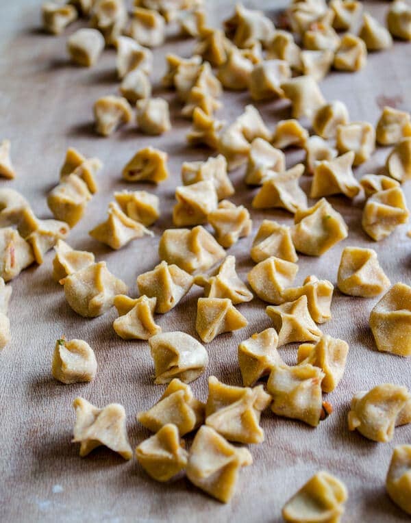 turkish manti dumplings stuffed and sealed