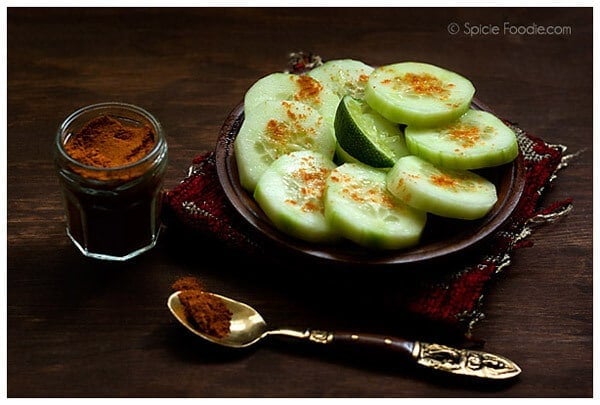 Mexican Cucumber snack with chile and lime