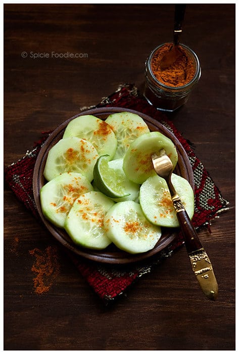 Mexican Cucumbers with Chile and Lime on a plate