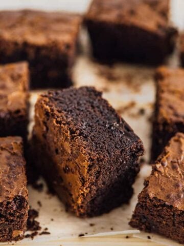These Double Chocolate Brownies are for true chocolate lovers as they are loaded with chocolate. Crunchy on the top and super fudgy on the inside, these brownies are out of this world!