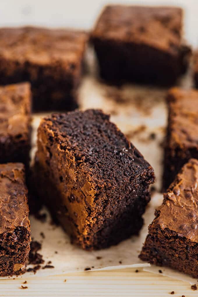 These Double Chocolate Brownies are for true chocolate lovers as they are loaded with chocolate. Crunchy on the top and super fudgy on the inside, these brownies are out of this world!