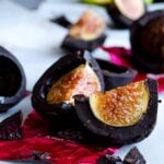 Sliced chocolate covered figs