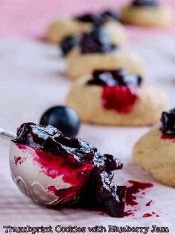 Thumbprint Cookies with Blueberry Jam | giverecipe.com | #blueberry #jam #cookies