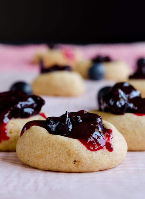 Thumbprint Cookies with Blueberry Jam | giverecipe.com | #blueberry #jam #cookies