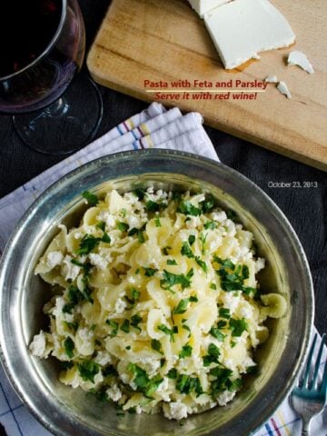 Pasta with Feta and Parsley | giverecipe.com | #pasta #feta