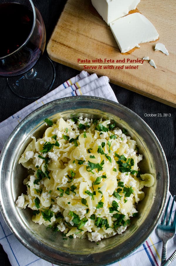 Pasta with Feta and Parsley | giverecipe.com | #pasta #feta