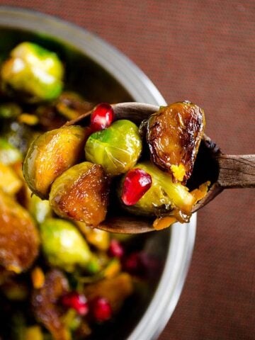 Citrus caramelized brussels sprouts with pomegranate molasses | giverecipe.com | #brusselssprouts #pomegranate #citrus