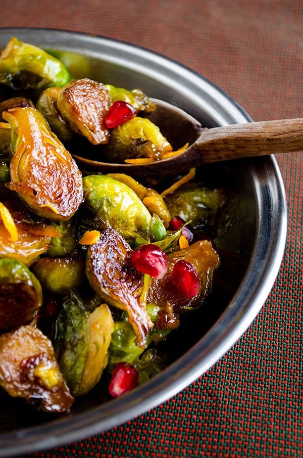 Citrus caramelized brussels sprouts with pomegranate molasses | giverecipe.com | #brusselssprouts #pomegranate #citrus