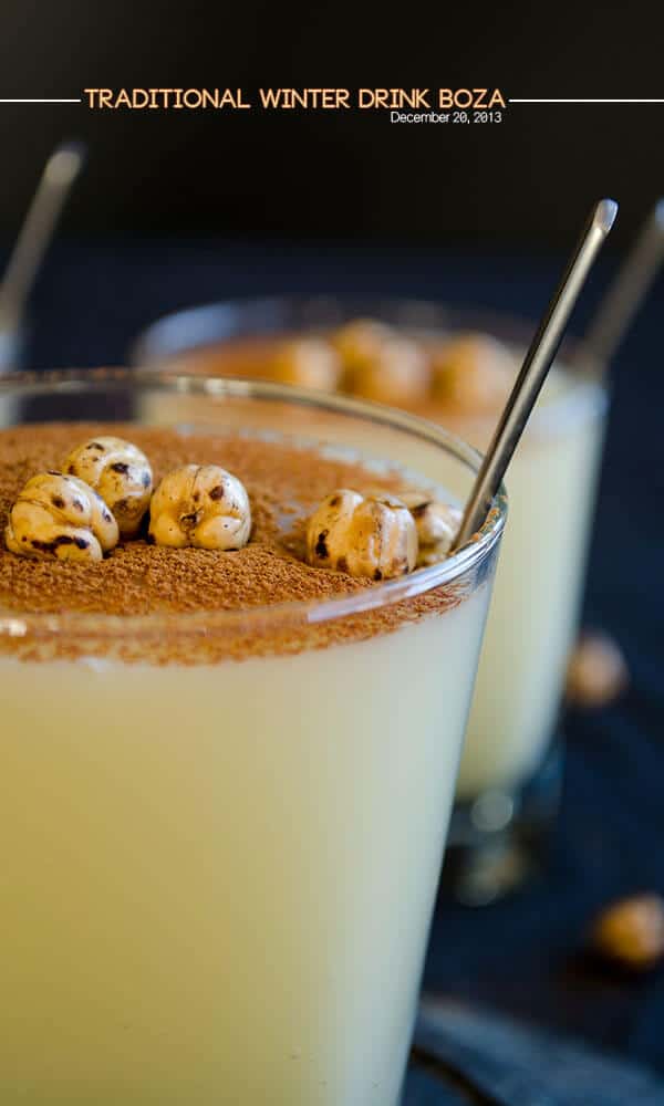 Turkish Boza is a smoothie like fermented drink that is mainly based on bulgur and yeast. It has a sweet and tangy flavor that everyone finds addictive!