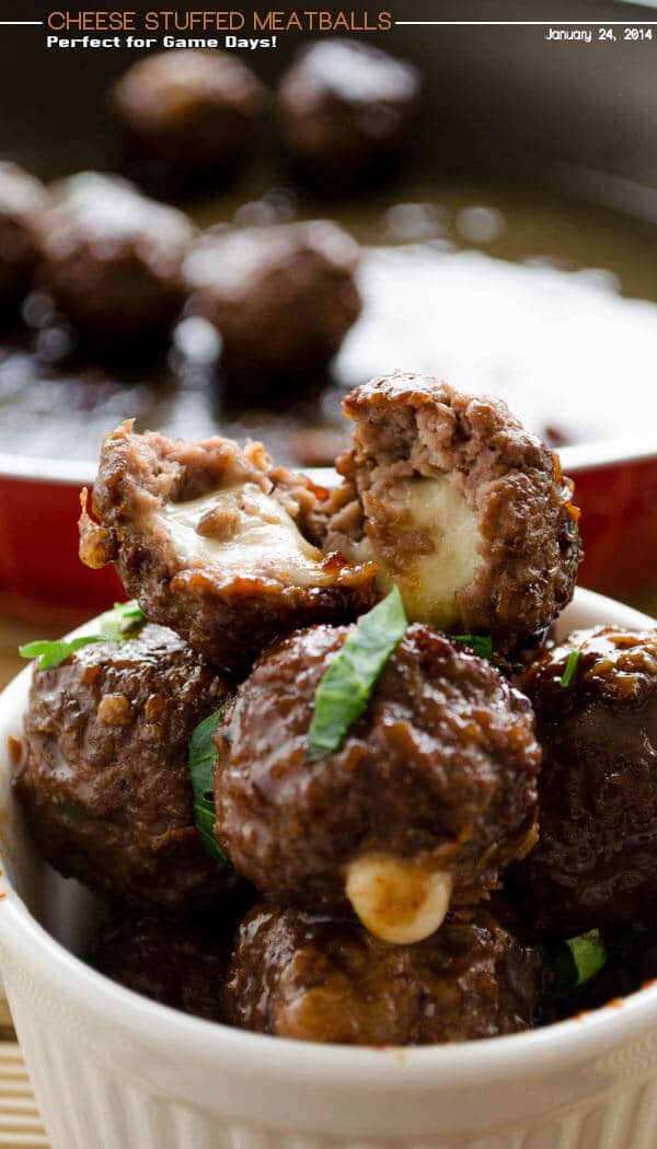 Cheese stuffed meatballs coated with honey and pomegranate molasses