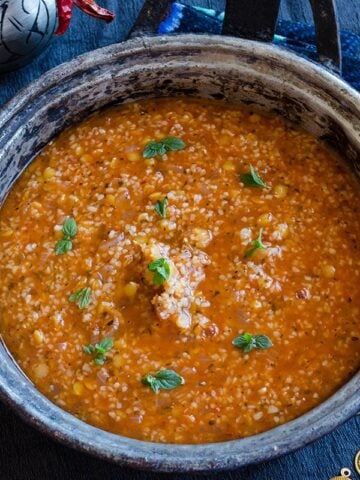 Lentil and bulgur soup with driend mint and chili | giverecipe.com | #soup #lentil #bulgur #driedmint #winter