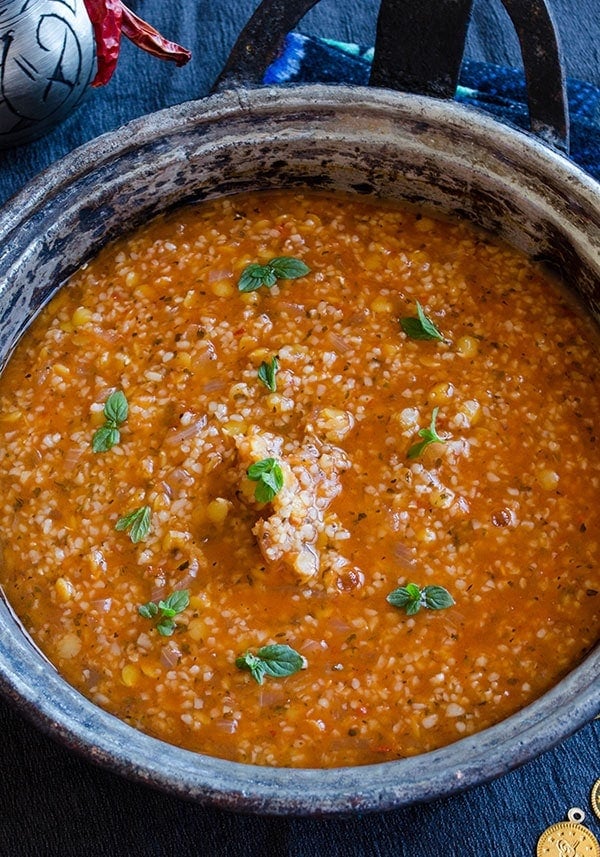 Lentil and bulgur soup with driend mint and chili | giverecipe.com | #soup #lentil #bulgur #driedmint #winter