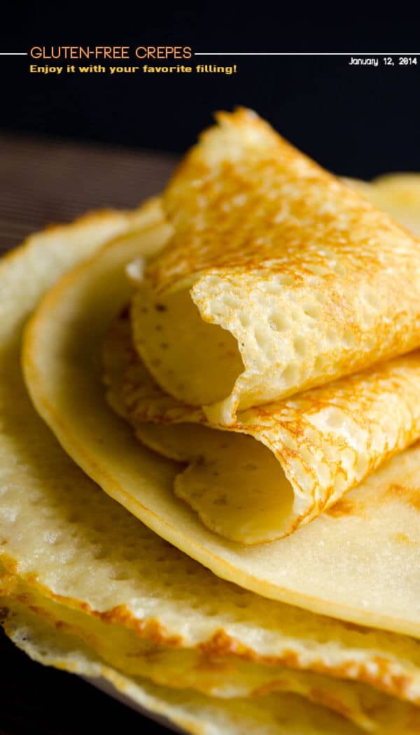 Wonderfully thin gluten free crepes made with rice flour are no different from regular crepes! So easy to make with only 4 simple ingredients. Perfect for several filling options! #glutenfreebreakfast #glutenfreecrepes #riceflourrecipes Very Thin Gluten Free Crepes