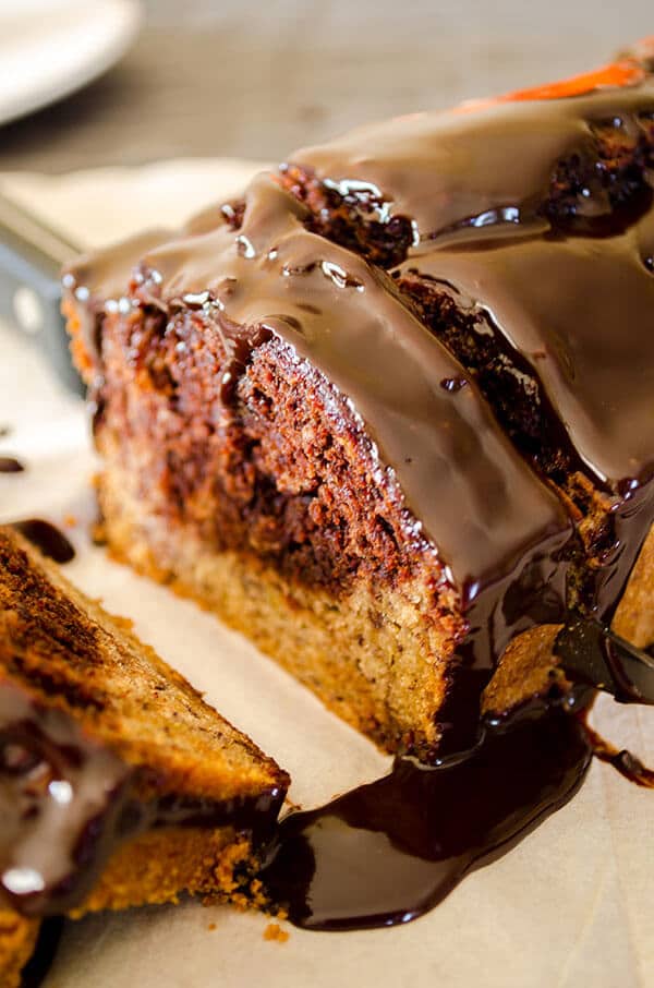 Marbled Banana Bread | giverecipe.com | #banana #cake #chocolate