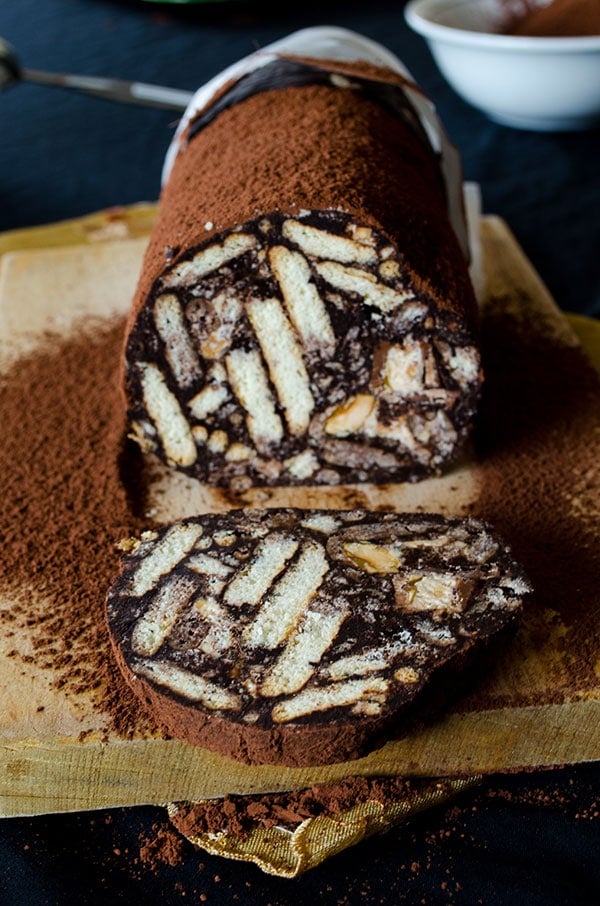 Snickers chocolate salami | giverecipe.com | #chocolate #salami #dessert