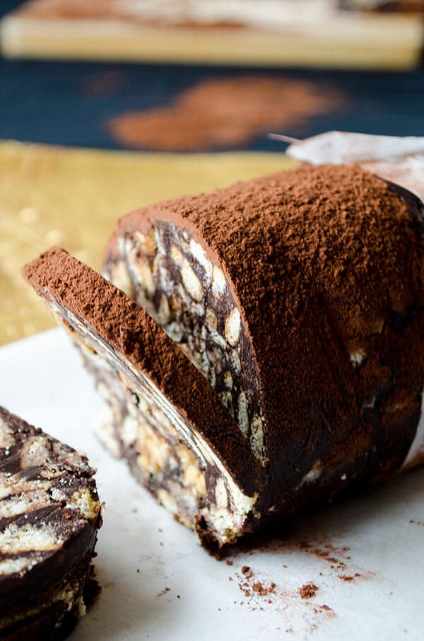 Snickers chocolate salami | giverecipe.com | #chocolate #salami #dessert