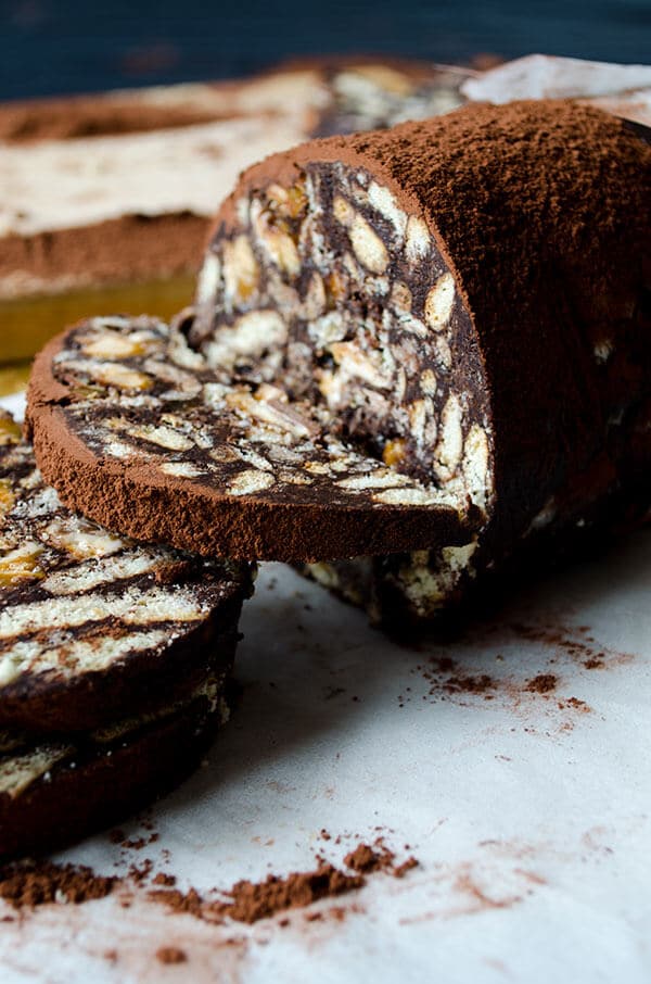 Snickers chocolate salami | giverecipe.com | #chocolate #salami #dessert