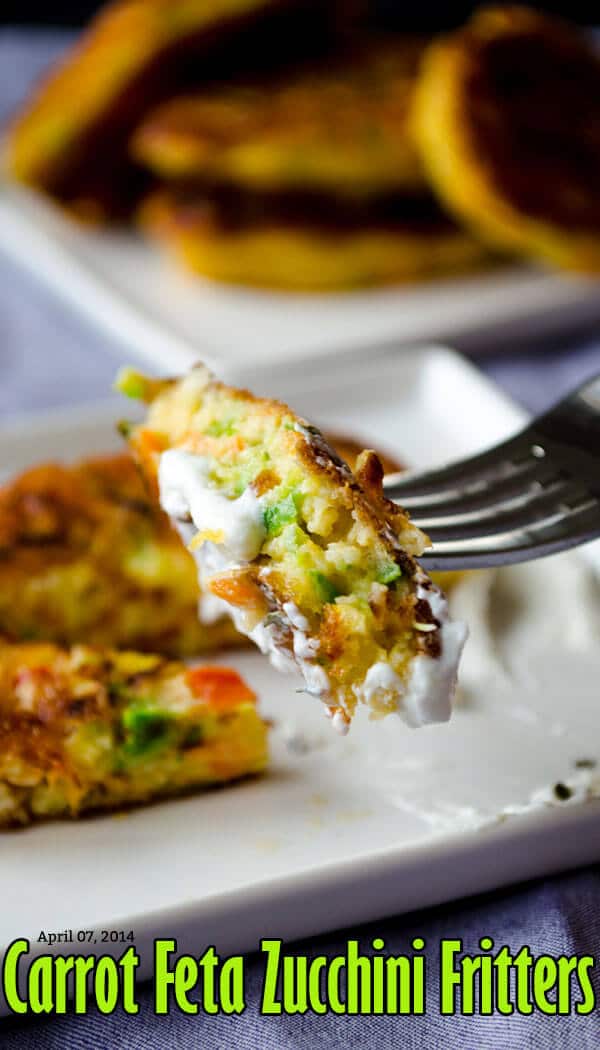 Carrot Feta Zucchini Fritters | giverecipe.com | #fritters #zucchini #carrot #feta #appetizer