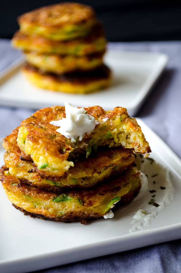 Carrot Feta Zucchini Fritters | giverecipe.com | #fritters #zucchini #carrot #feta #appetizer