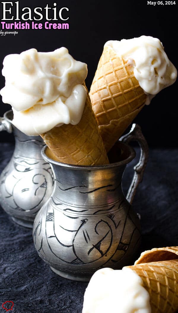 Homemade Turkish Ice Cream served in cones
