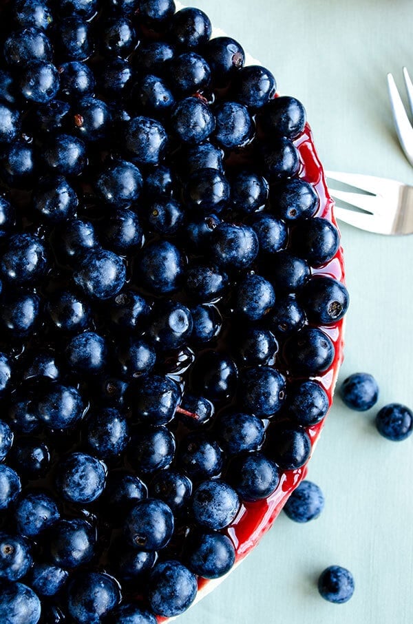 Blueberry Cheesecake Lighter Version | giverecipe.com | #cheesecake #blueberries #dessert #cake #berries