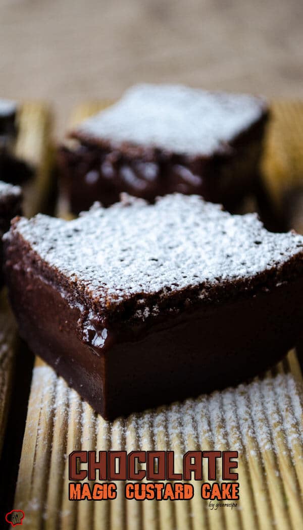 Chocolate Magic Custard Cake | giverecipe.com | #cake #chocolate #custard #dessert