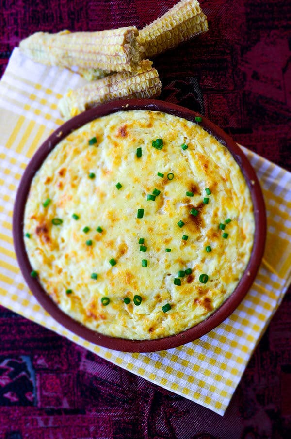 Creamy Cheesy Corn Casserole | giverecipe.com | #corn #casserole #cheesy #corncasserole #freshcorn