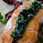 Pan-Fried Salmon with Green Sauce | giverecipe.com | #salmonrecipes #greensauce #healthyrecipes #seafood #fishrecipes