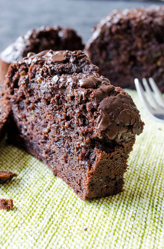 Slices of chocolate zucchini bread