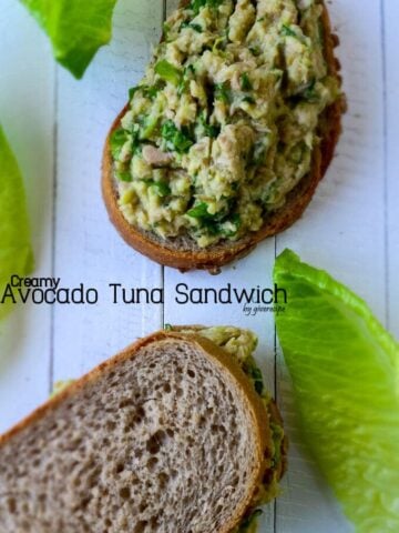 Creamy Avocado Tuna Sandwich | giverecipe.com | #avocado #tuna #sandwich #healthyrecipes