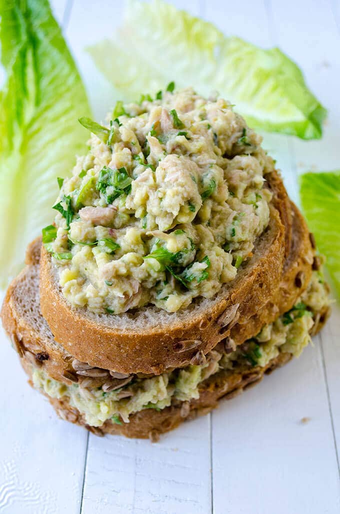 Creamy Avocado Tuna Sandwich | giverecipe.com | #avocado #tuna #sandwich #healthyrecipes