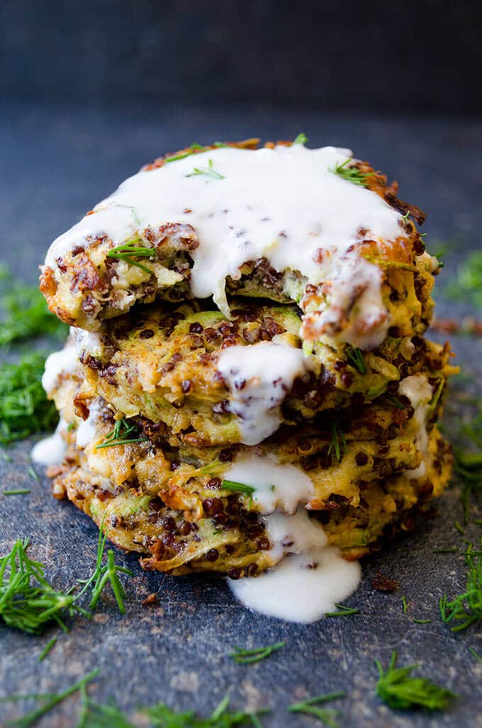 Feta Quinoa Zucchini Fritters | giverecipe.com | #fritters #zucchini #quinoa #healthy