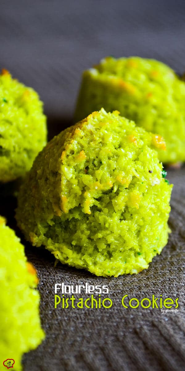 Flourless Pistachio Cookies | giverecipe.com | #glutenfree #flourless #pistachio #cookies #dessert #butterfree