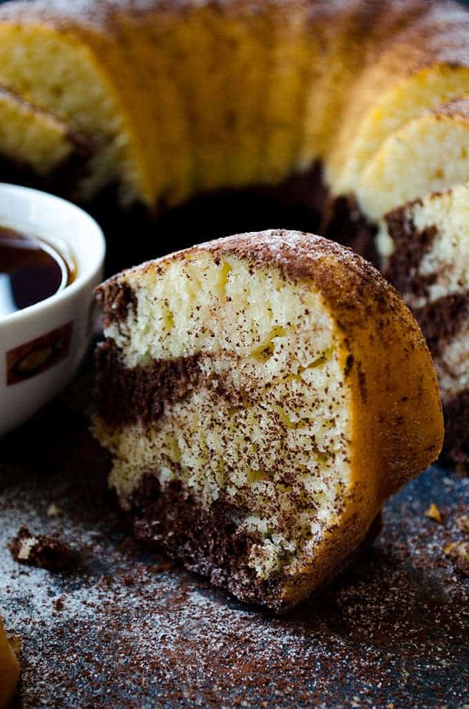 Two-Colored Yogurt Bundt Cake | giverecipe.com | #cake #bundtcake #yogurtcake #cakerecipe #basiccake #simplecake