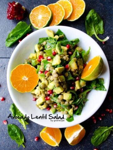 Avocado Lentil Salad | giverecipe.com | #avocado
