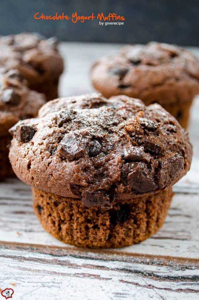 Chocolate Yogurt Muffins | giverecipe.com | #muffins