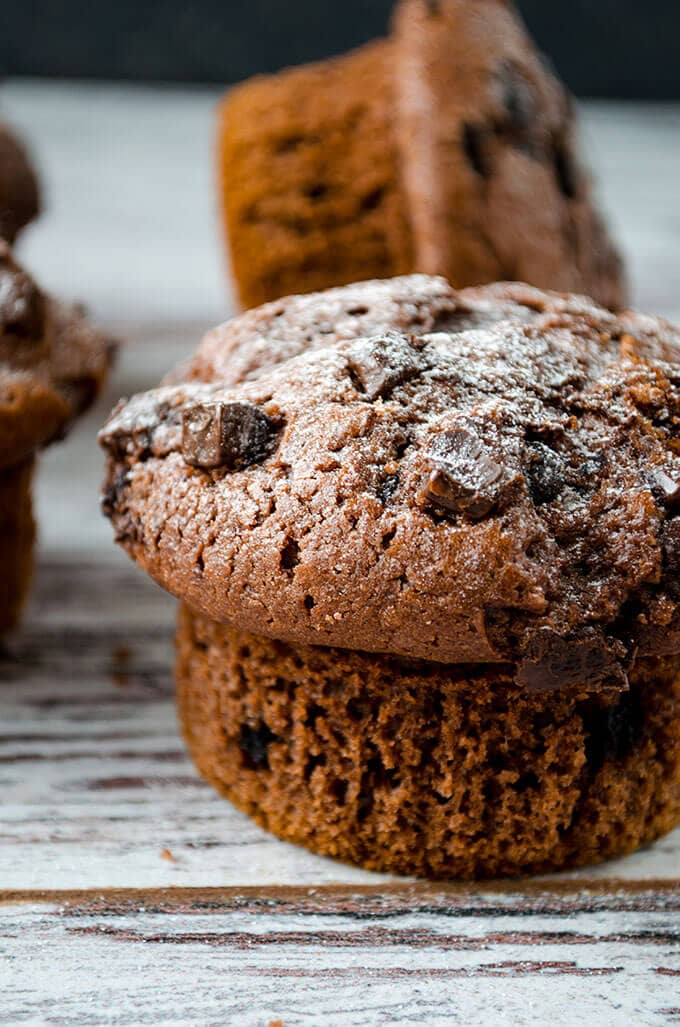 Chocolate Yogurt Muffins | giverecipe.com | #muffins