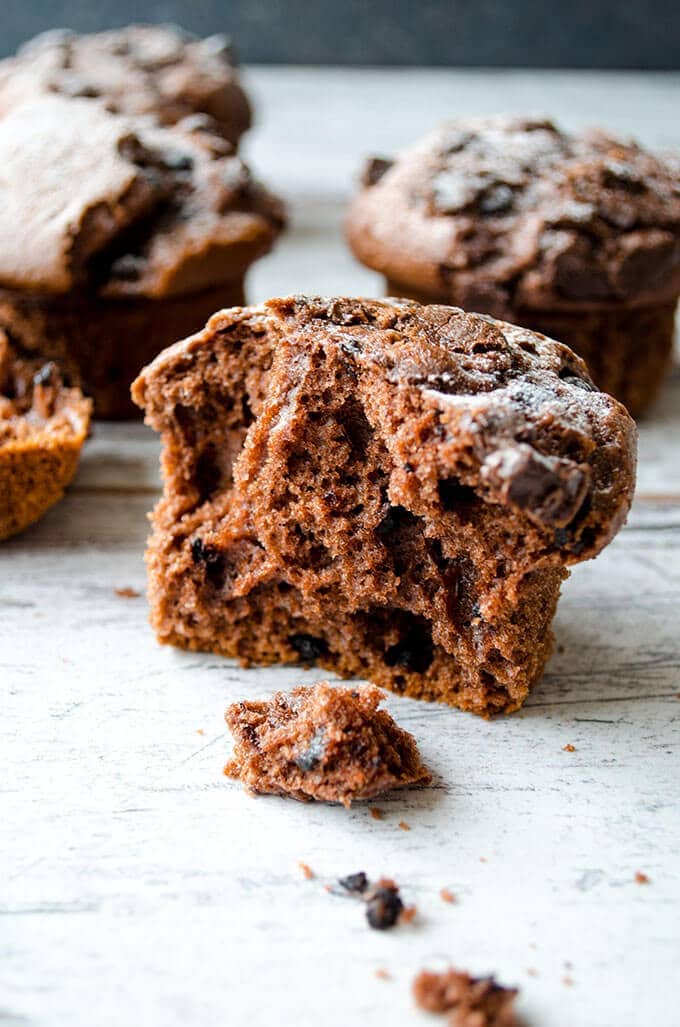 Chocolate Yogurt Muffins | giverecipe.com | #muffins