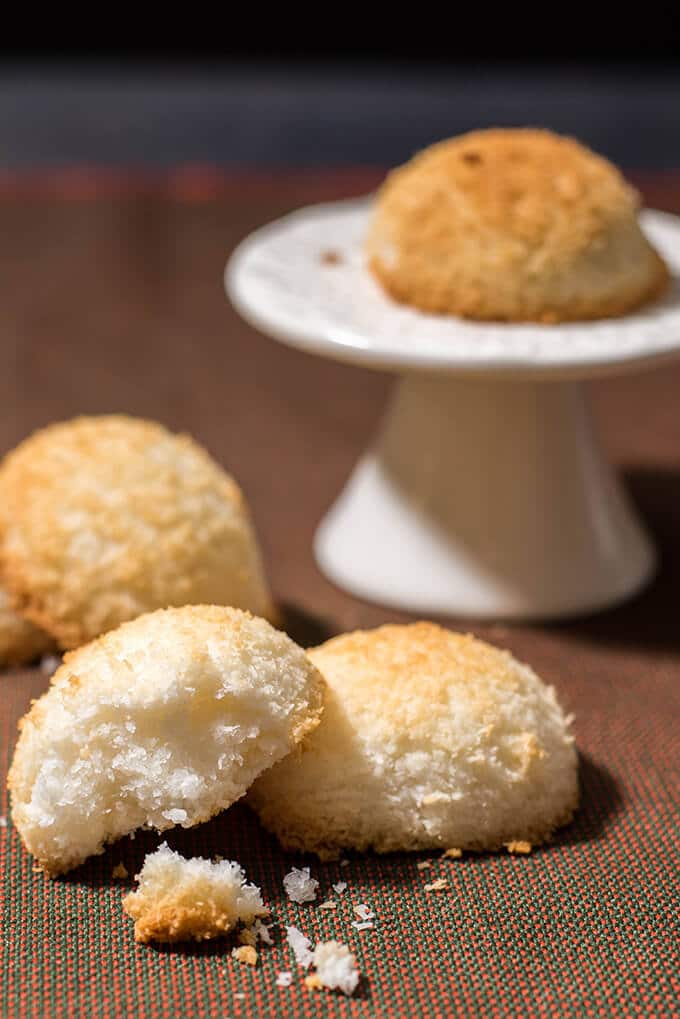 You need just three ingredients for these coconut macaroons and they are ready to go in the oven in 10 minutes. These are glutenfree too.