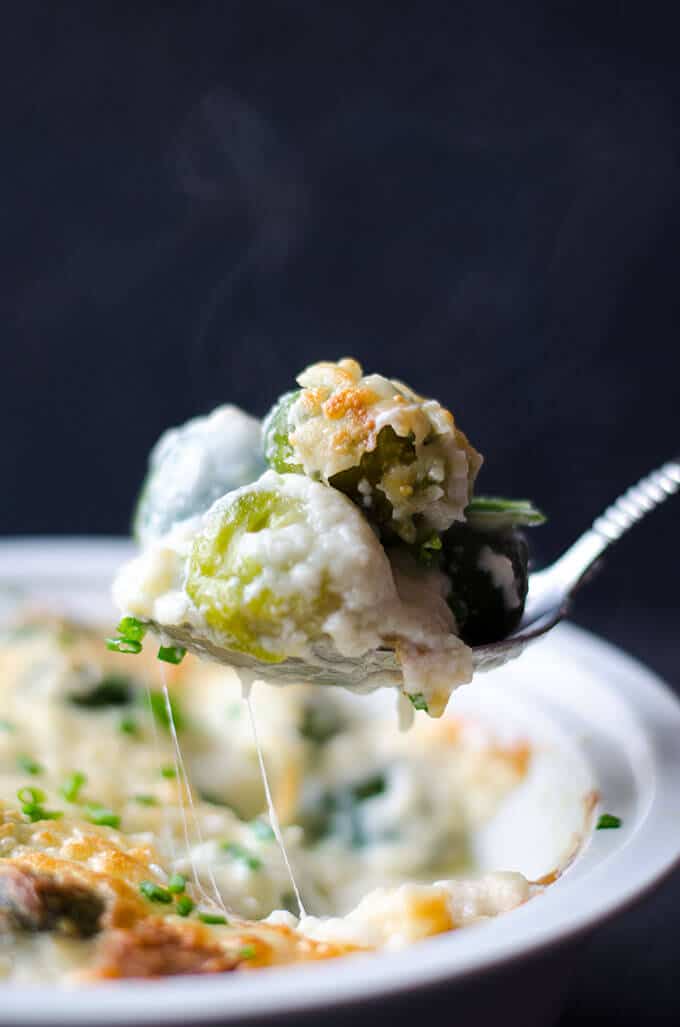 Creamy Brussels Sprouts Gratin |giverecipe.com | #brusselsprouts #gratin